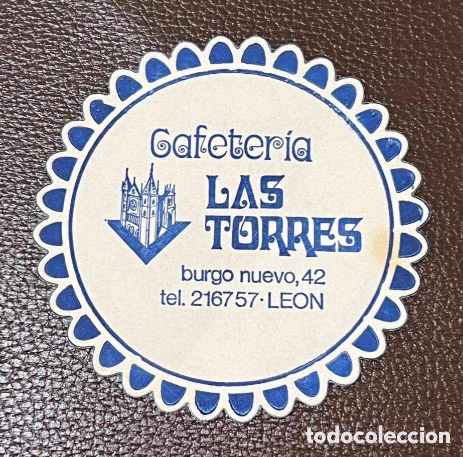 Otros art&iacute;culos de coleccionismo en papel: Posavasos. Cafeteria LAS TORRES. Le&oacute;n. A&ntilde;os 70.