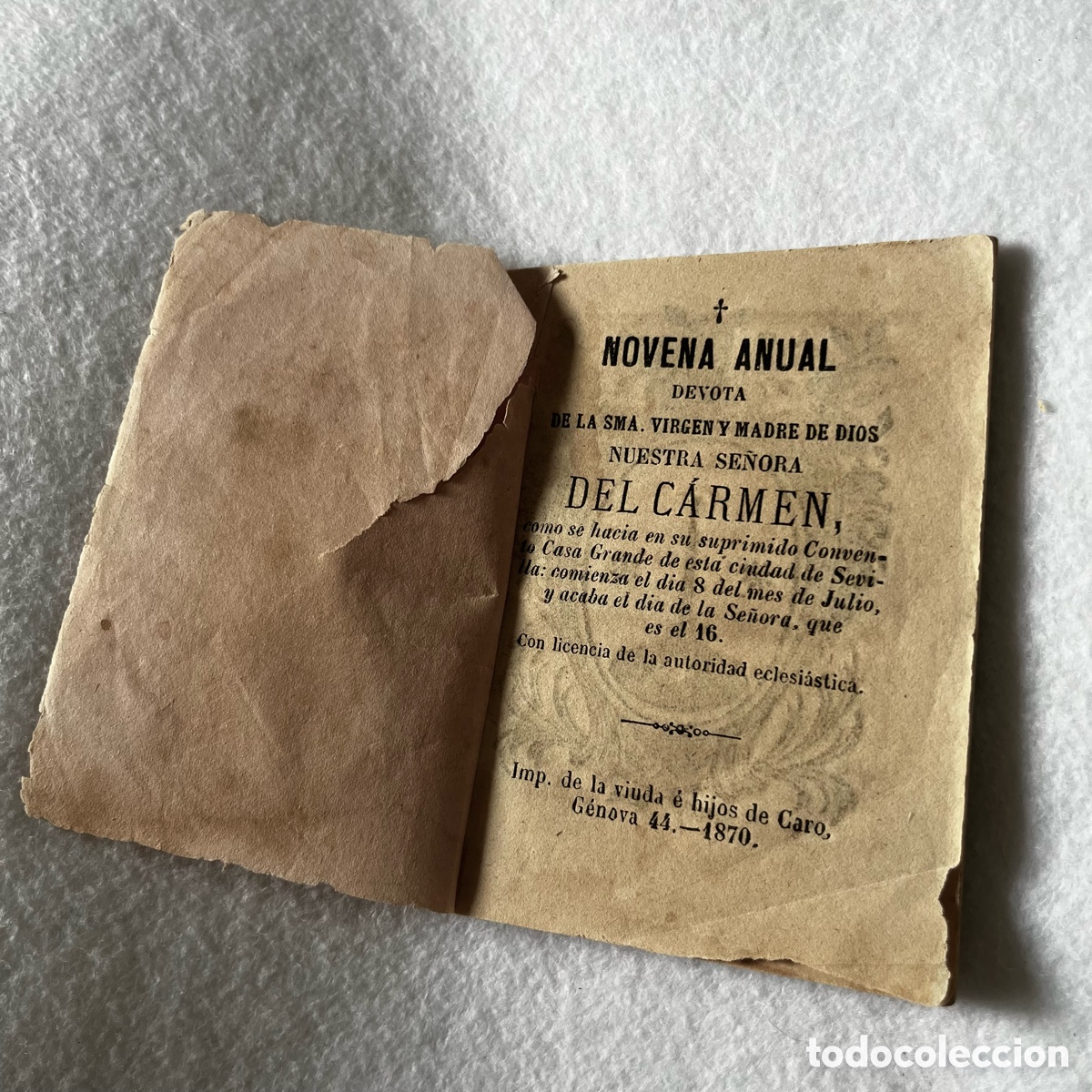 Otros art&iacute;culos de coleccionismo en papel: RELIGIOSO - NOVENA VIRGEN DEL CARMEN / SEVILLA