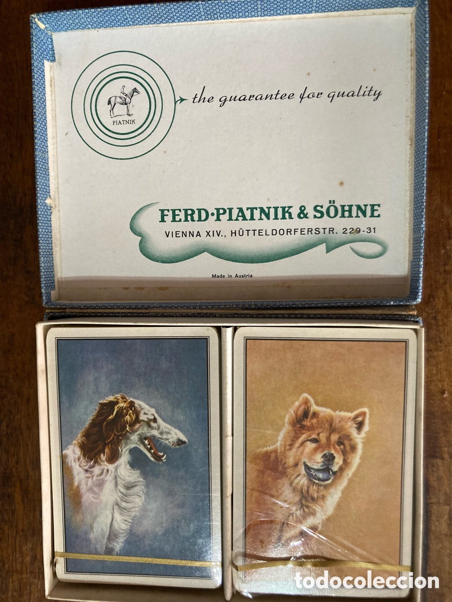 Otros art&iacute;culos de coleccionismo en papel: Vintage Piatnik Vienna Playing Cards Set &ndash; Dogs (Borzoi & Chow Chow) &ndash; Double Deck NEW
