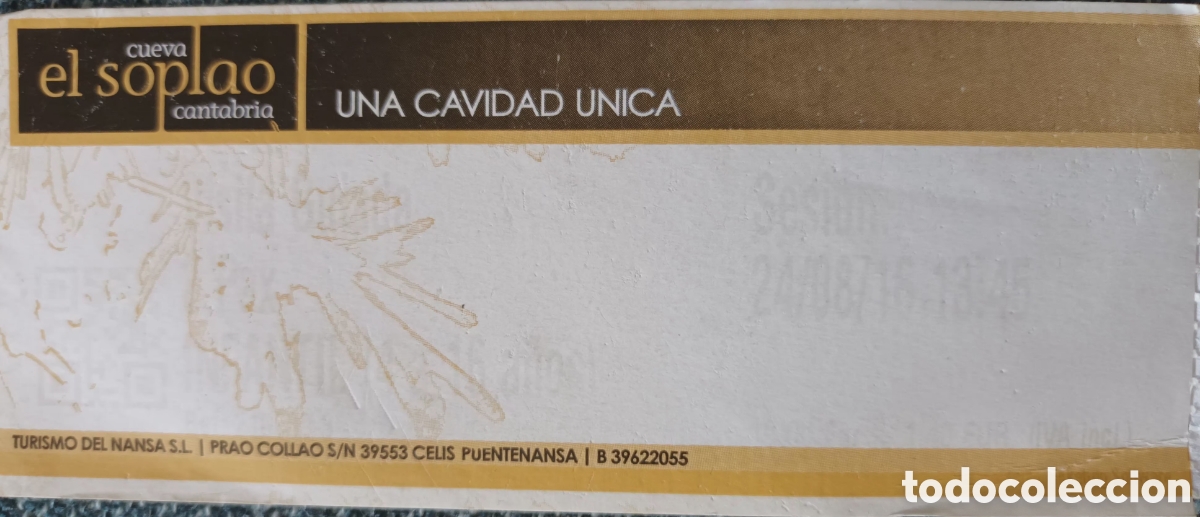 Otros art&iacute;culos de coleccionismo en papel: ENTRADA CUEVA EL SOPLAO
