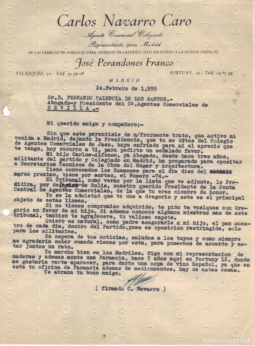 Outros artigos de papel: JOSE PERANDONES FRANCO CARLOS NAVARRO CARO CARTA 1955 M48