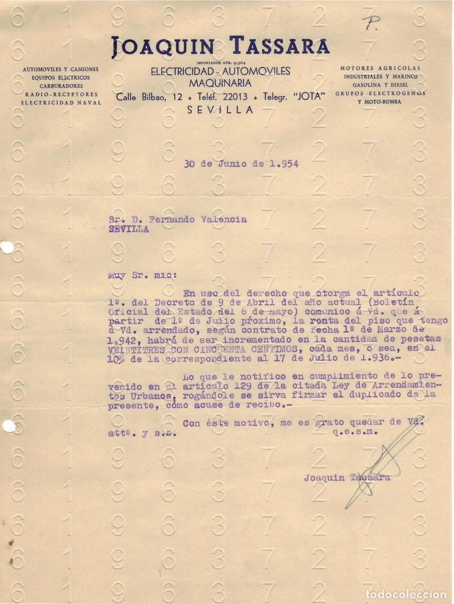 Outros artigos de papel: SEVILLA JOAQUIN TASSARA CARTA A&Ntilde;OS 1954 M48
