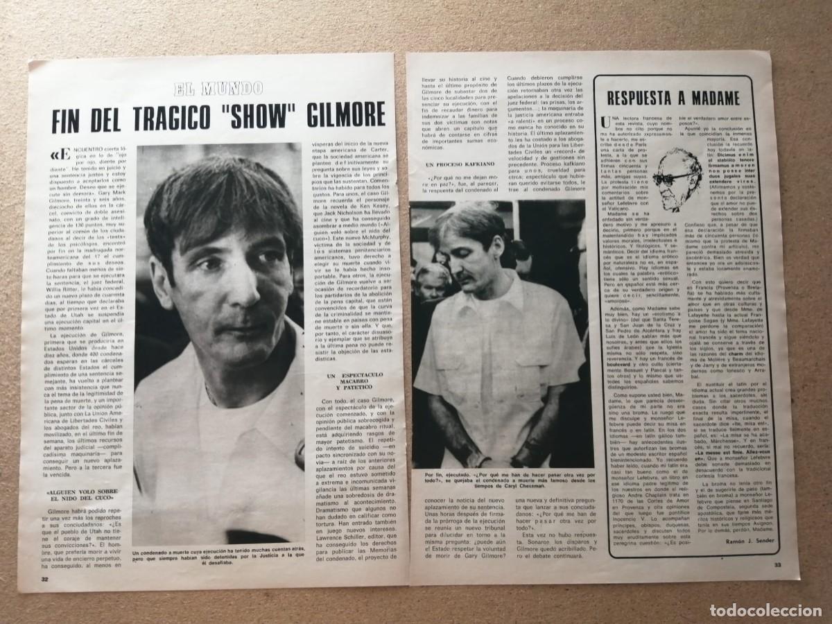 Outros artigos de papel: REPORTAJE. FIN DEL TRAGICO SHOW GARY GILMORE