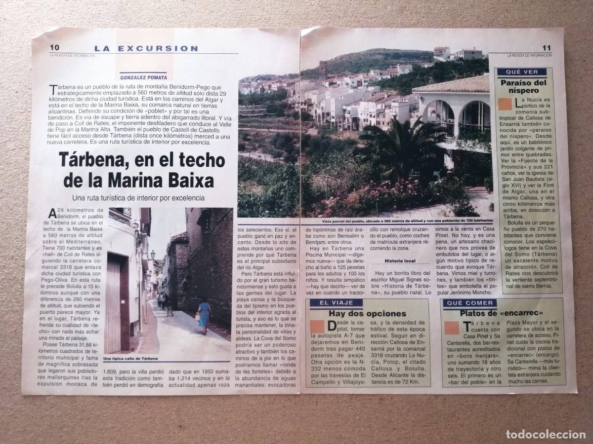 Otros art&iacute;culos de coleccionismo en papel: REPORTAJE. TARBENA, EN EL TECHO DE LA MARINA BAIXA
