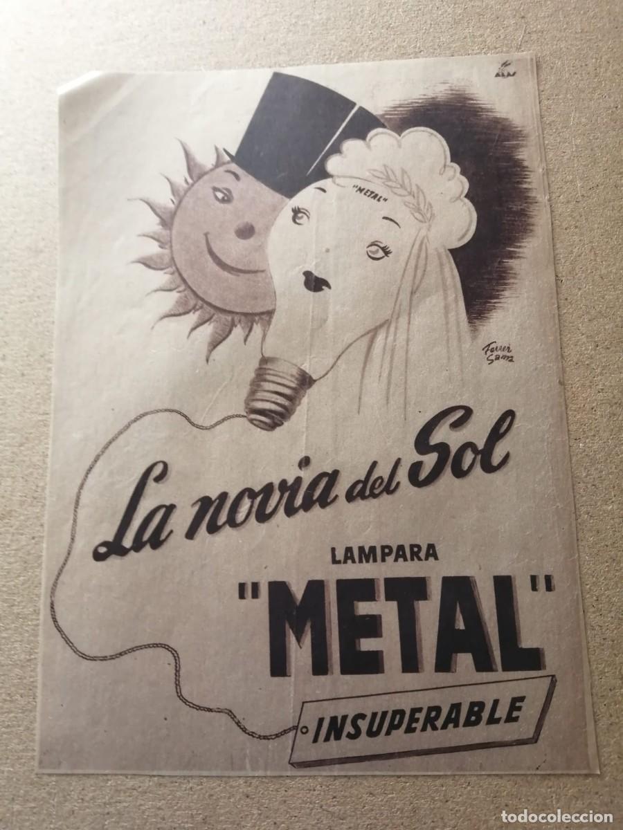 Otros art&iacute;culos de coleccionismo en papel: ANUNCIO. LA NOVIA DEL SOL, LAMPARA METAL