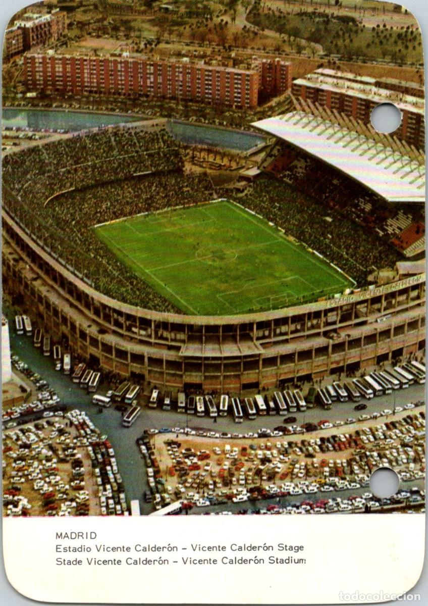 Otros art&iacute;culos de coleccionismo en papel: Madrid - Estadio Vicente Calder&oacute;n - Hoja Calendario Myrga 1979 - 119x84mm - Rev: C&aacute;diz - AGUJEROS