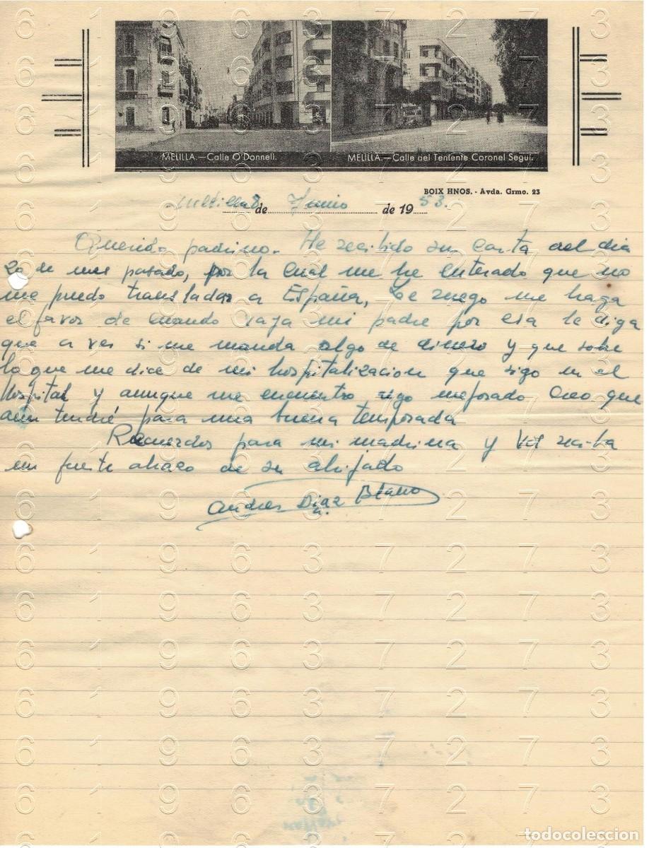 Otros art&iacute;culos de coleccionismo en papel: MELILLA ANDRES DIAZ BLANCO CARTA 1953 M48