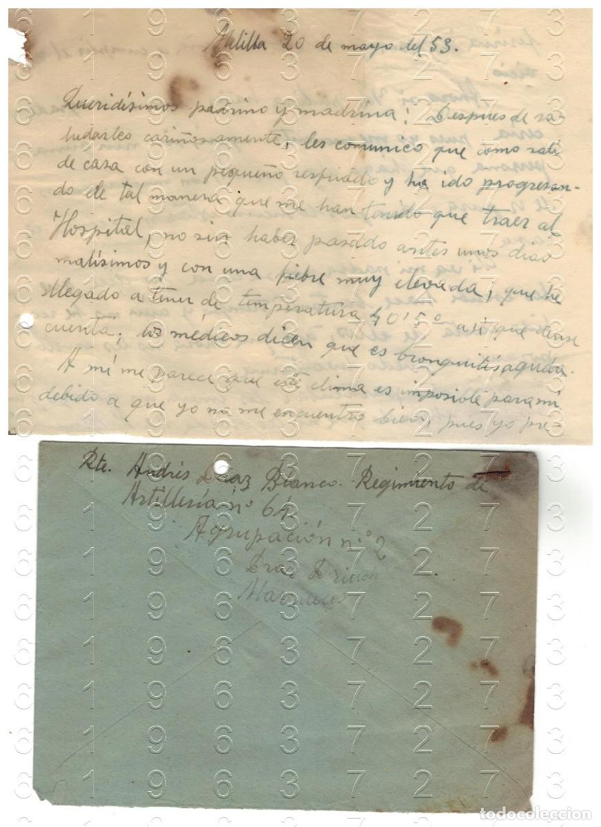 Otros art&iacute;culos de coleccionismo en papel: MELILLA DAR DRIUS MARRUECOS REGIMIENTO DE ARTILLERIA 64 CARTA Y SOBRE 1953 M48