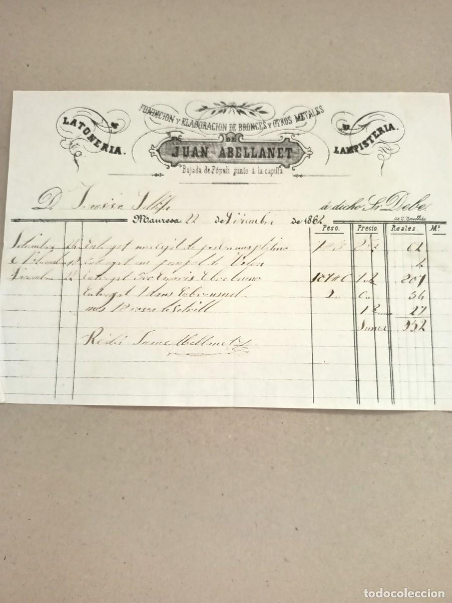 Otros art&iacute;culos de coleccionismo en papel: DOS FACTURAS DE LOS A&Ntilde;OS 1862 Y 1874 DE LA FUNDICION DE JOSE Y JUAN ABELLANET