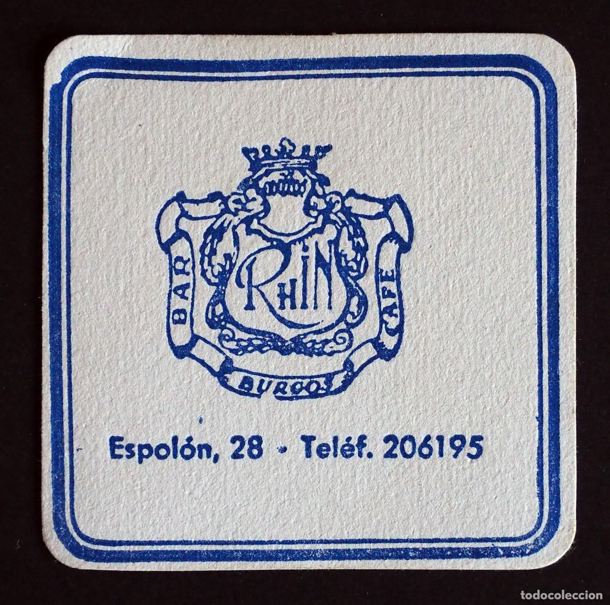 Otros art&iacute;culos de coleccionismo en papel: POSAVASOS: BAR- CAFE. RHIN. ESPOL&Oacute;N 28. BURGOS