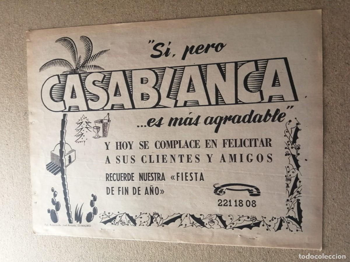 Otros art&iacute;culos de coleccionismo en papel: ANUNCIO. SALA DE FIESTAS CASABLANCA, MADRID