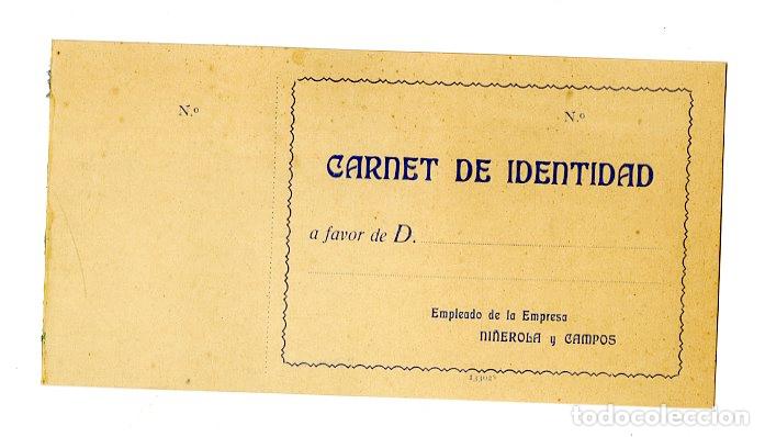 Otros art&iacute;culos de coleccionismo en papel: Carnet de Identidad Empleado Empresa Ni&ntilde;erola y Campos