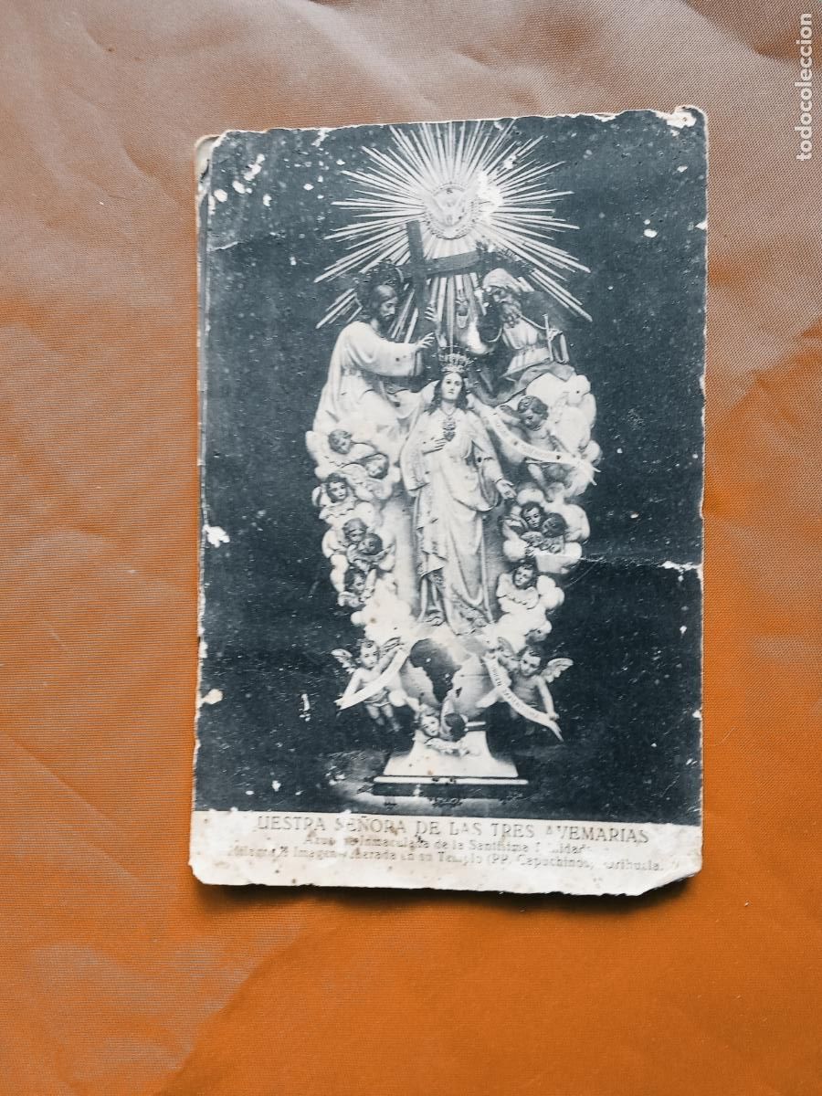 Otros art&iacute;culos de coleccionismo en papel: Postal nuestra se&ntilde;ora de las tres Avemarias Papel.75