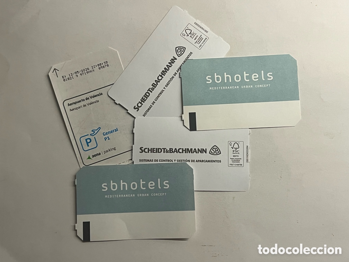 Otros art&iacute;culos de coleccionismo en papel: TARJETAS PARKING (5) Coleccionables Hoteles, Barcelona y Valencia