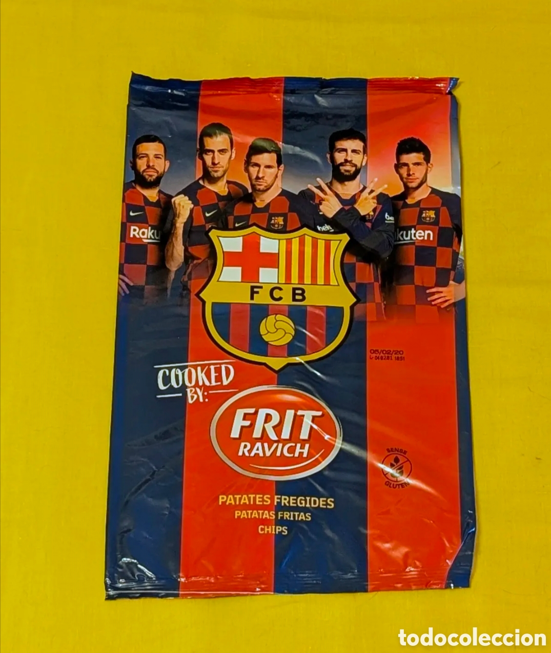 Otros art&iacute;culos de coleccionismo en papel: Envoltorio Bolsa Patatas . Futbol Club Barcelona. Messi, Piqu&eacute;, Sergio Roberto, Busquets, Pedri.