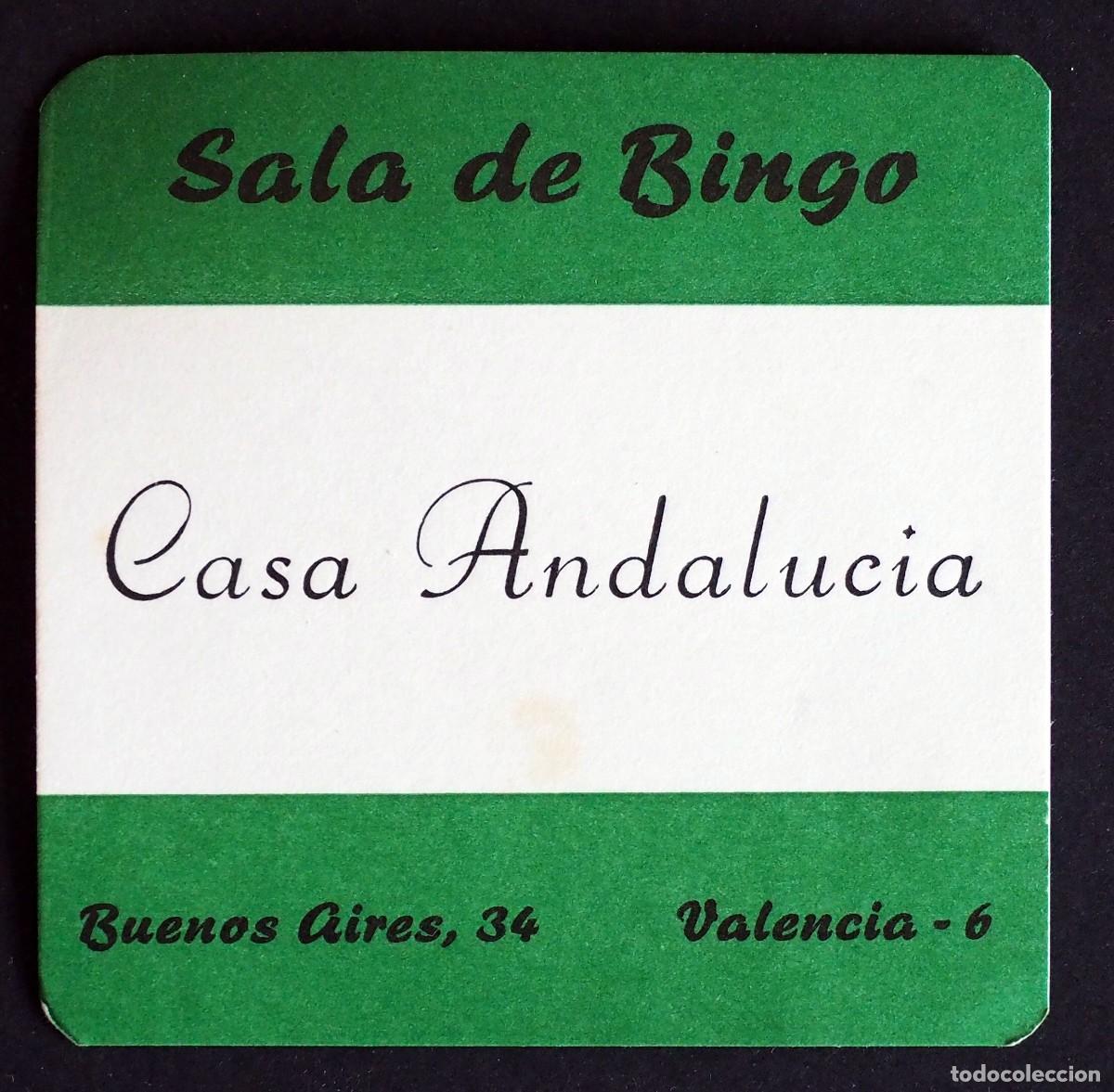 Otros art&iacute;culos de coleccionismo en papel: POSAVASOS: SALA DE BINGO. CASA ANDALUCIA. BUENOS AIRES, 34. VALENCIA