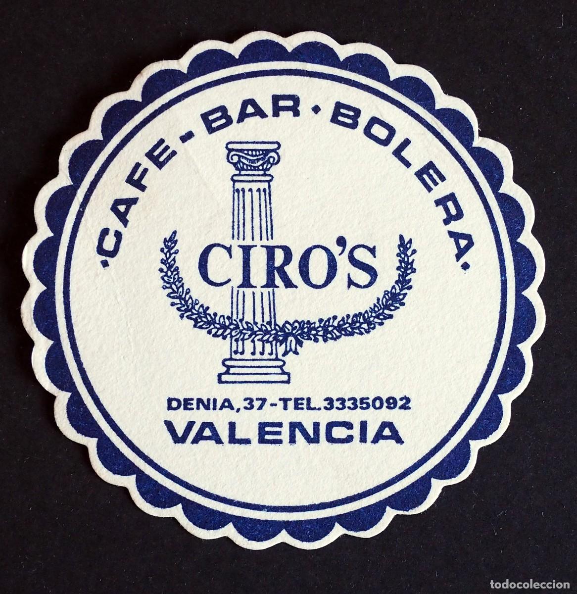 Otros art&iacute;culos de coleccionismo en papel: POSAVASOS: CAFE-BAR.BOLERA. CIRO&acute;S. DENIA, 37. VALENCIA