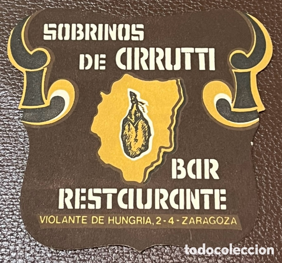 Otros art&iacute;culos de coleccionismo en papel: Posavasos. Bar Restaurante SOBRINOS DE ARRUTTI. Zaragoza. A&ntilde;os 70.