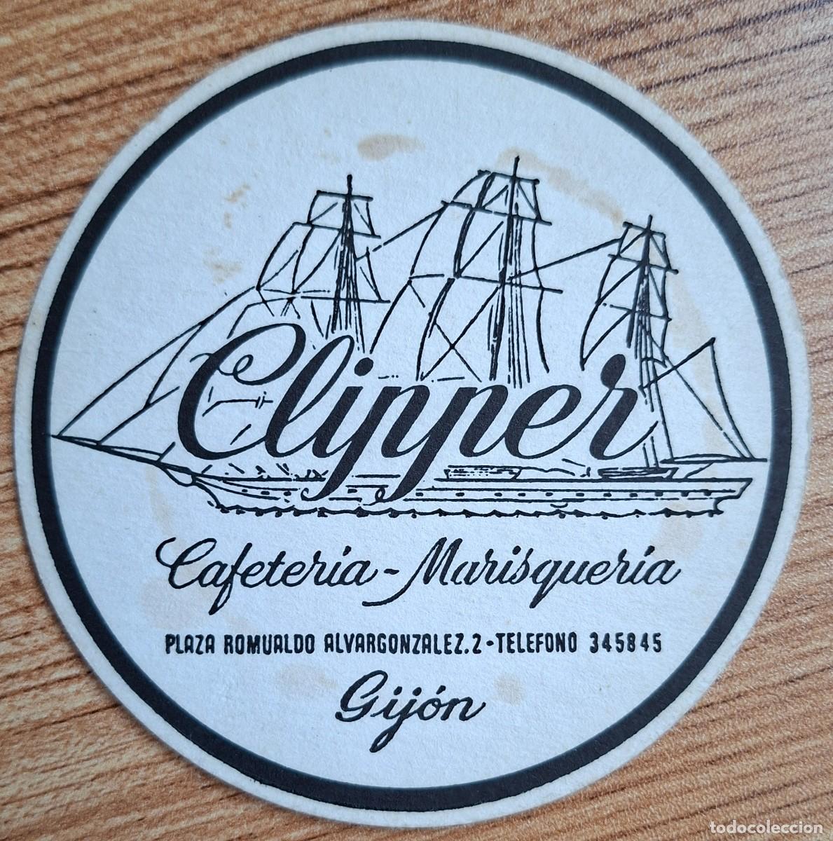 Otros art&iacute;culos de coleccionismo en papel: Posavasos Cafeter&iacute;a Marisquer&iacute;a Clipper - Gij&oacute;n (Asturias)