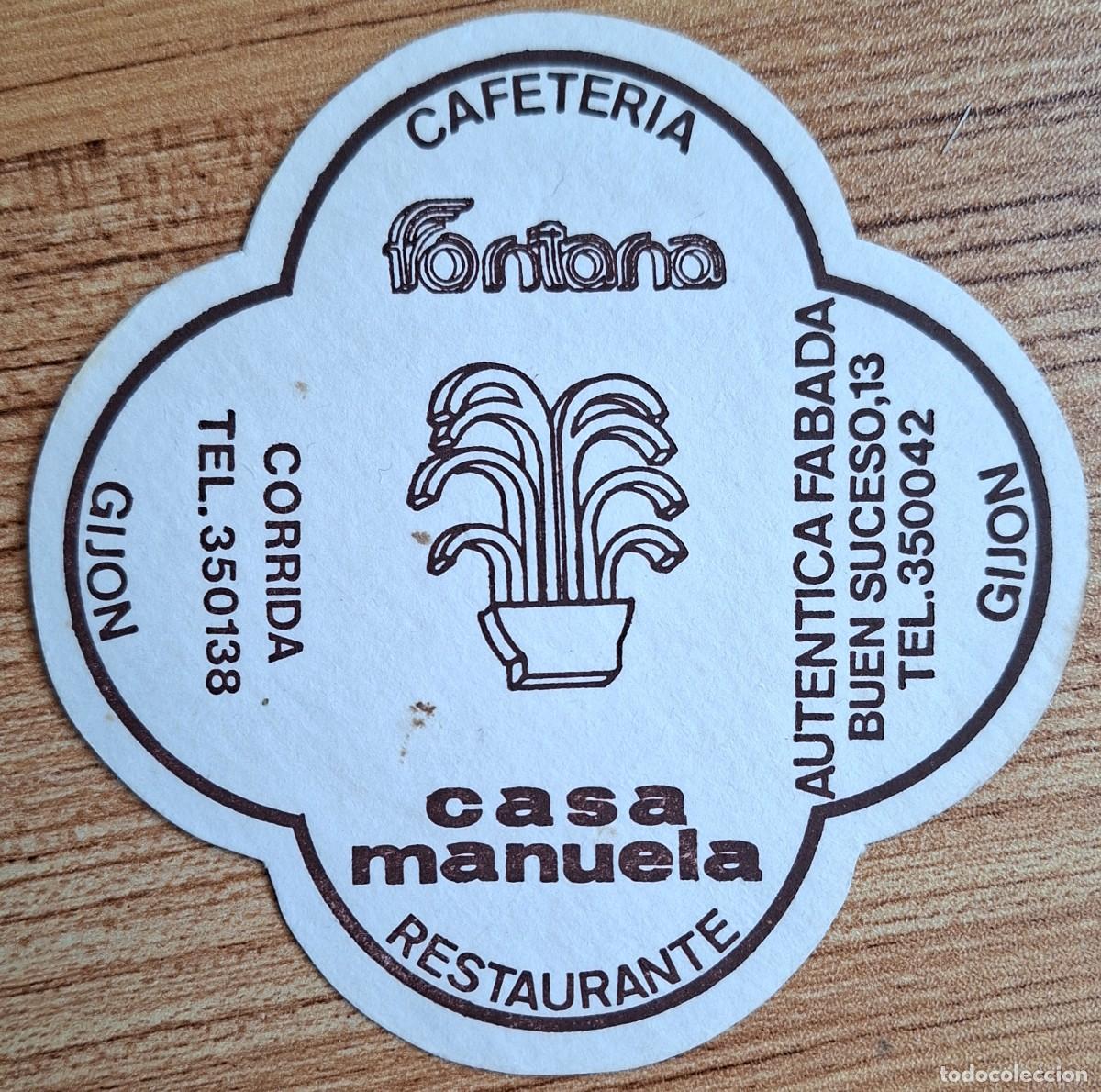 Otros art&iacute;culos de coleccionismo en papel: Posavasos Cafeter&iacute;a Fontana / Restaurante Casa Manuela - Gij&oacute;n (Asturias)