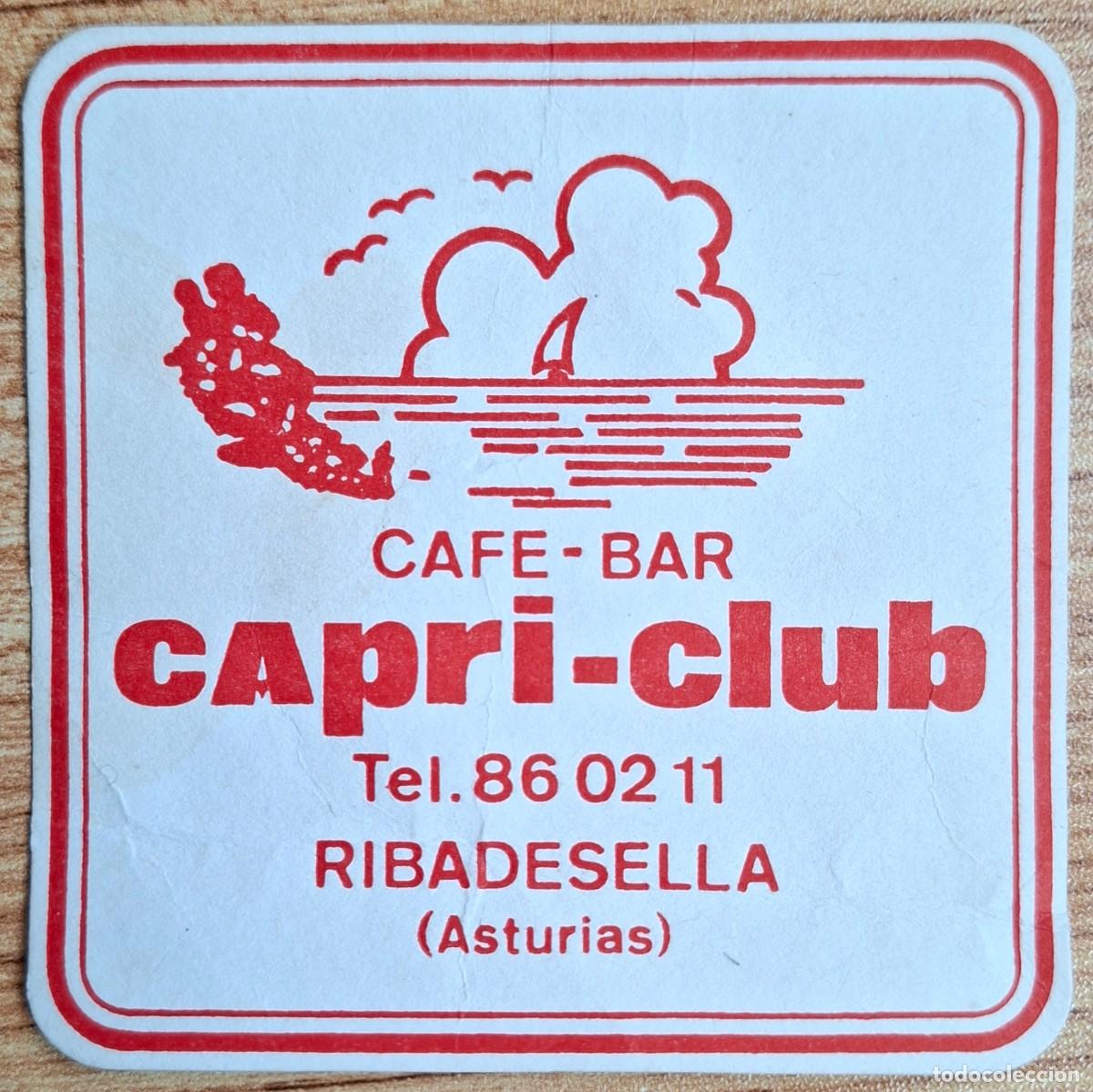 Otros art&iacute;culos de coleccionismo en papel: Posavasos Caf&eacute; Bar Capri-Club - cuadrado rojo - Ribadesella (Asturias)