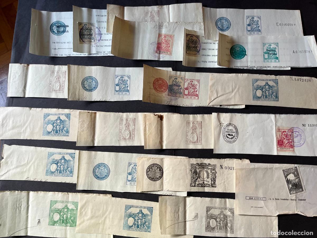 Otros art&iacute;culos de coleccionismo en papel: 22 Polizas papel de pagos al estado. recortadas de los originales