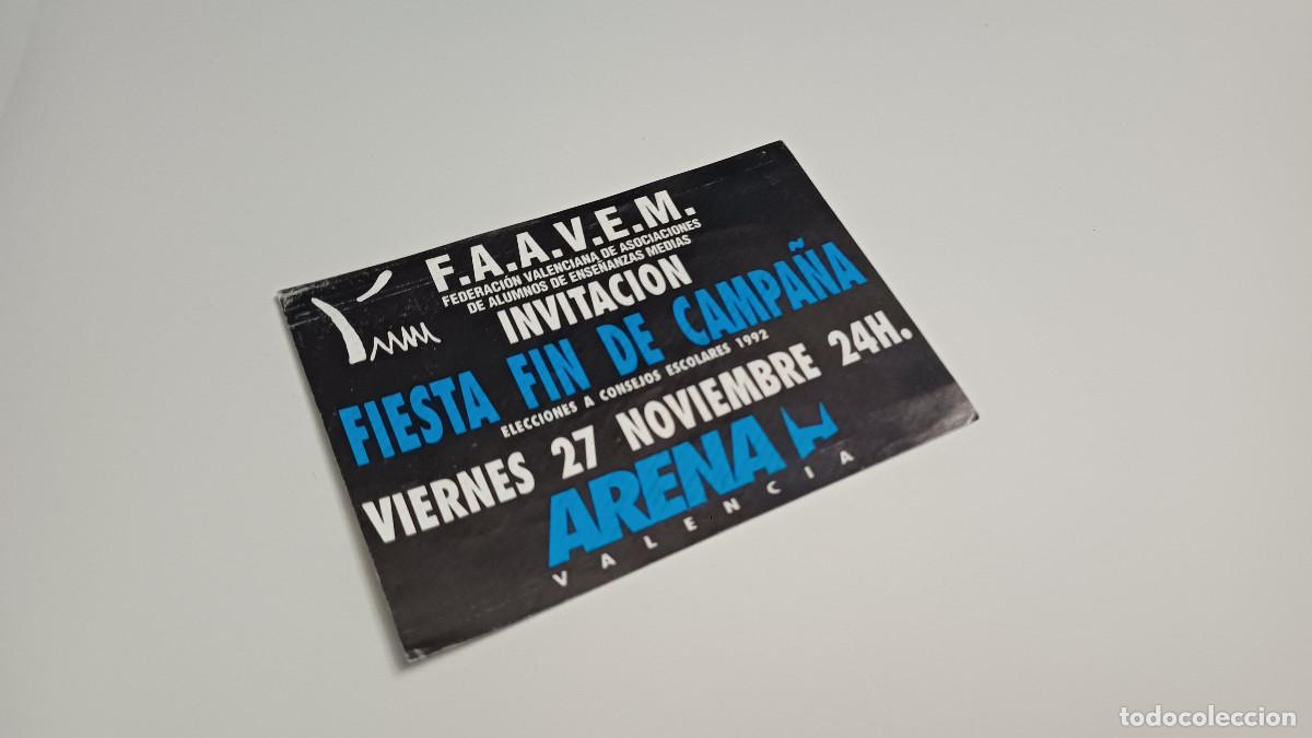 Otros art&iacute;culos de coleccionismo en papel: FLYER ENTRADA INVITACION - DISCOTECA ARENA VALENCIA