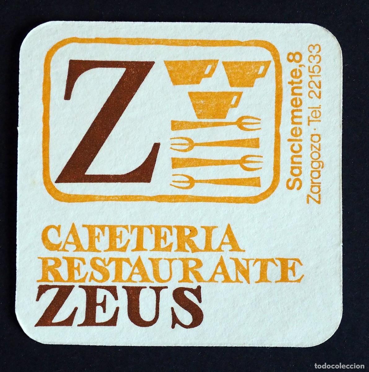 Outros artigos de papel: POSAVASOS: CAETERIA-RESTAURANTE ZEUS. ZARAGOZA