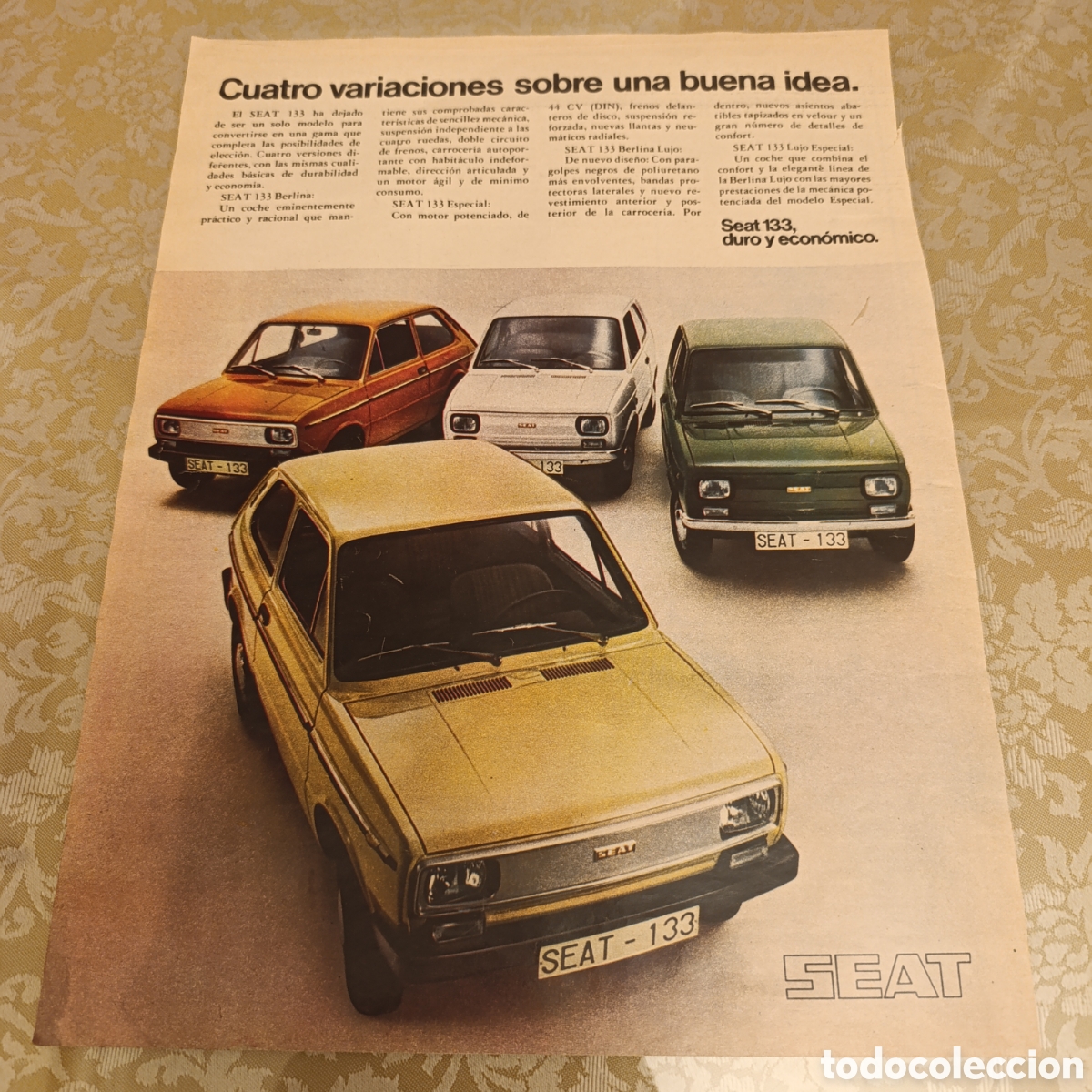 Otros art&iacute;culos de coleccionismo en papel: SEAT 133, PUBLICIDAD A&Ntilde;O 1974,GRAN FORMATO