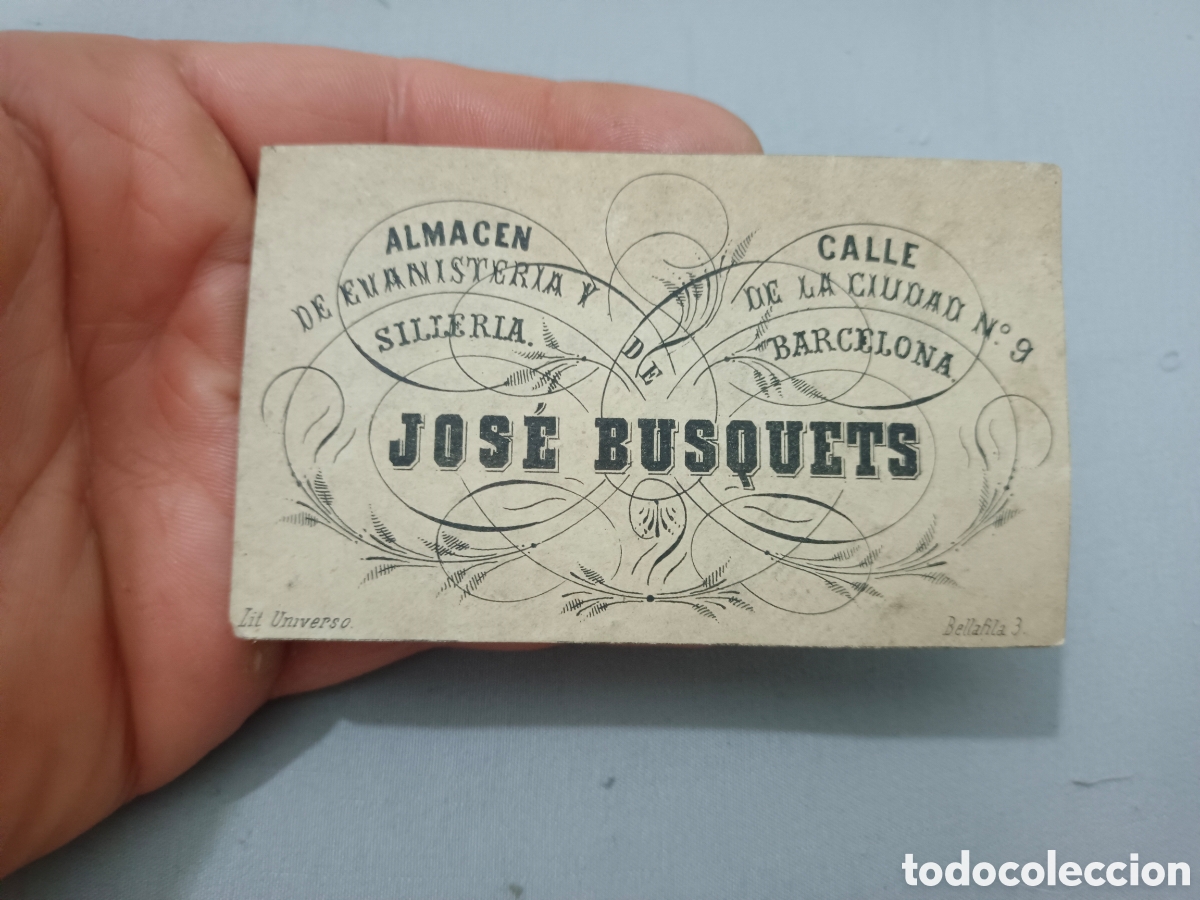 Otros art&iacute;culos de coleccionismo en papel: Antigua tarjeta de visita , tarjeta comercial Jose Busquets almacen evanisteria y silleria Barcelona