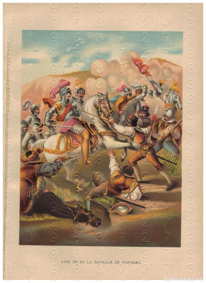 Otros art&iacute;culos de coleccionismo en papel: 1880 BATALLA DE AGNADEL LUIS XII CROMOLITOGRAFIA 30X20 U78