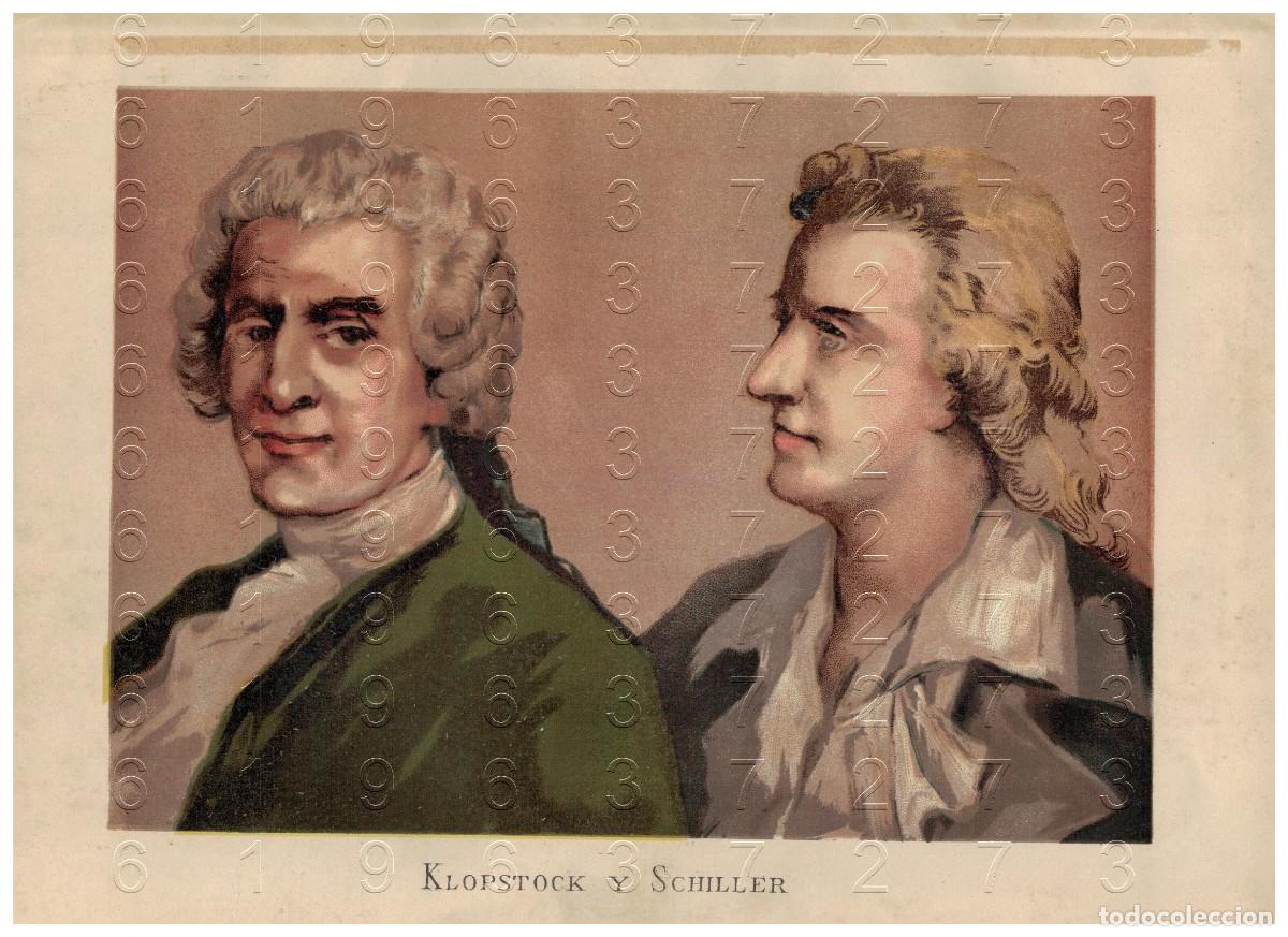Otros art&iacute;culos de coleccionismo en papel: KLOPSTOCK Y FRIEDRICH SCHILLER CROMOLITOGRAFIA 30X20 U78