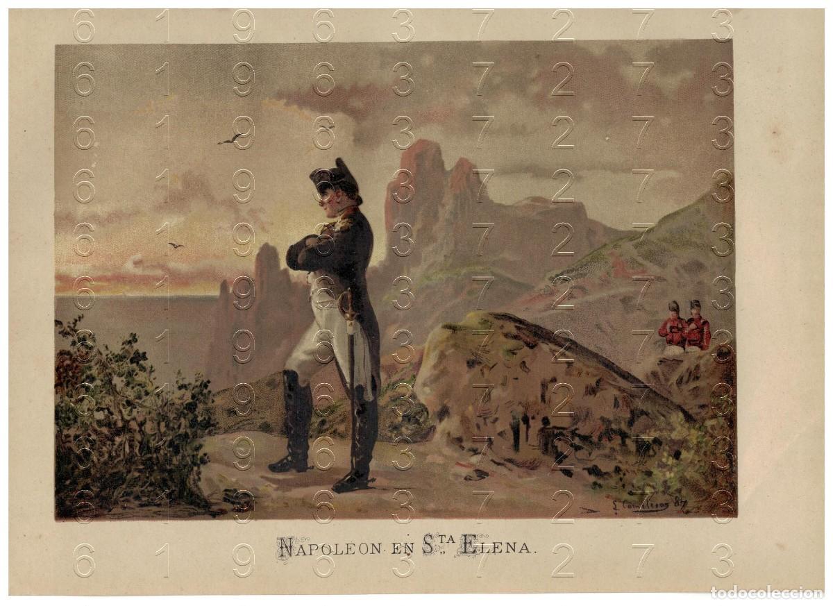 Otros art&iacute;culos de coleccionismo en papel: 1880 NAPOLEON BONAPARTE EN SANTA ELENA CROMOLITOGRAFIA 30X20 U78