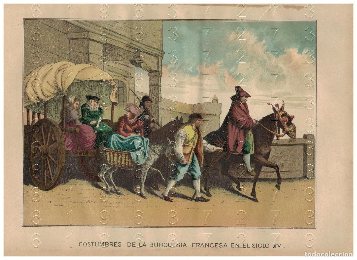 Otros art&iacute;culos de coleccionismo en papel: 1880 FRANCIA BURGUESIA SIGLO XVI CROMOLITOGRAFIA 30X20 U78