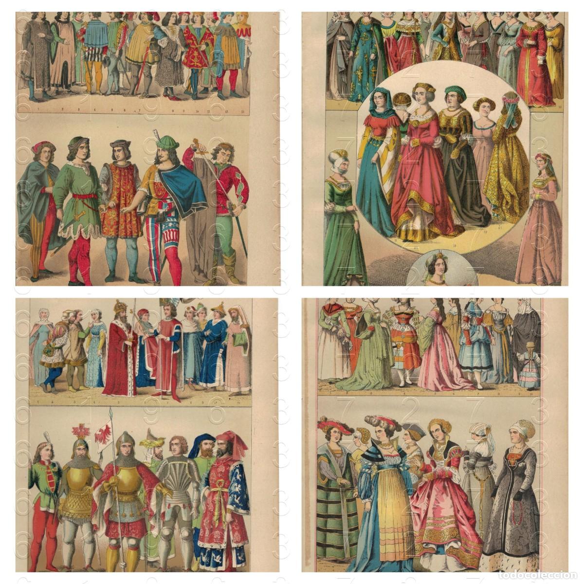 Otros art&iacute;culos de coleccionismo en papel: 1880 ALEMANIA VESTIDO INDUMENTARIA COLECCION 4 CROMOLITOGRAFIAS 30X20 U78