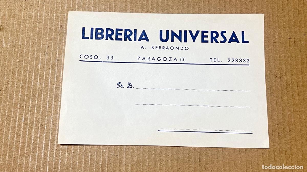Otros art&iacute;culos de coleccionismo en papel: Recibo de retirada de libros LIBRER&Iacute;A UNIVERSAL ZARAGOZA