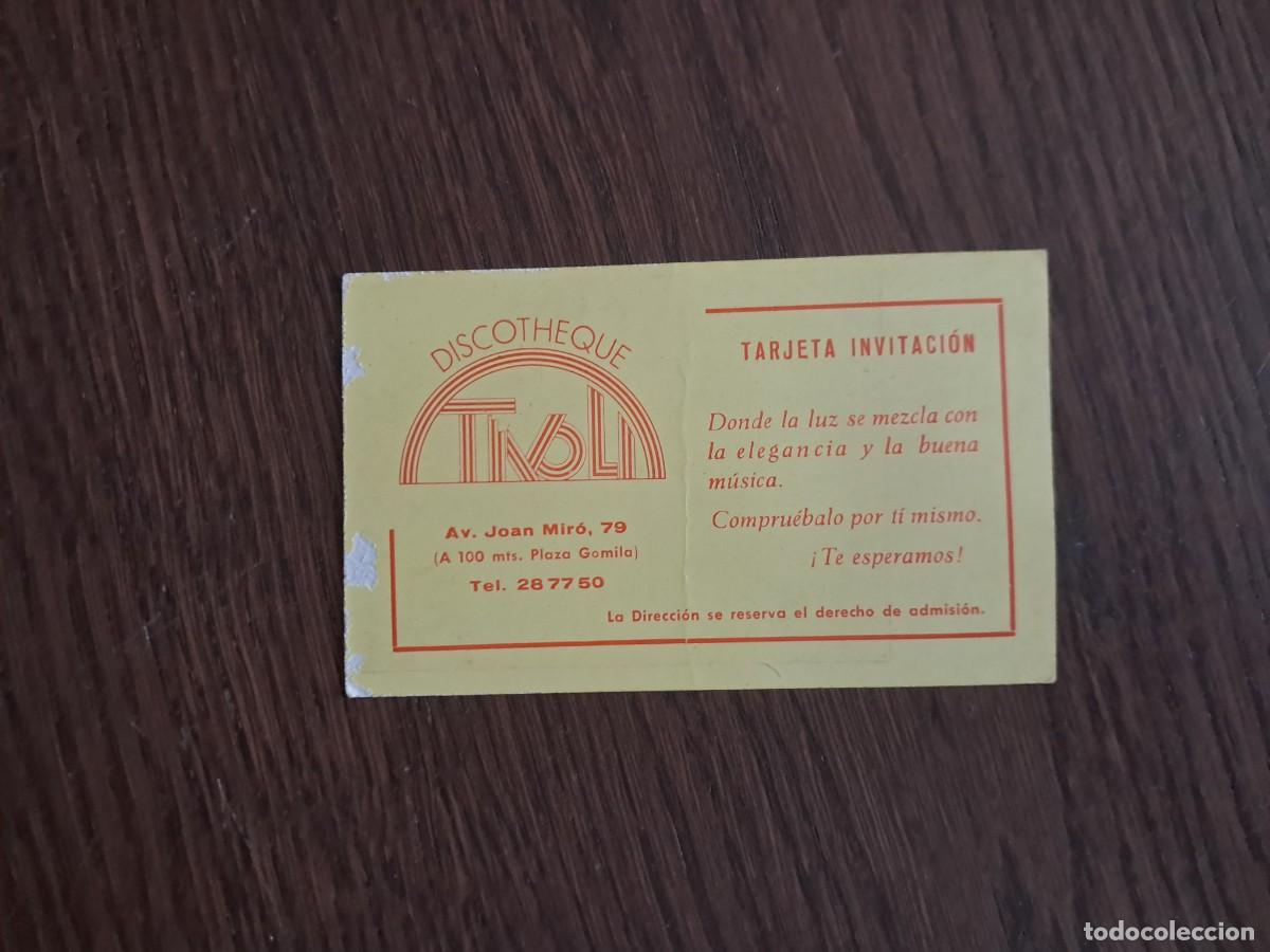 Otros art&iacute;culos de coleccionismo en papel: tarjeta de visita de publicidad-invitaci&oacute;n, discotheque Tivoli, firmada. Palma de Mallorca.