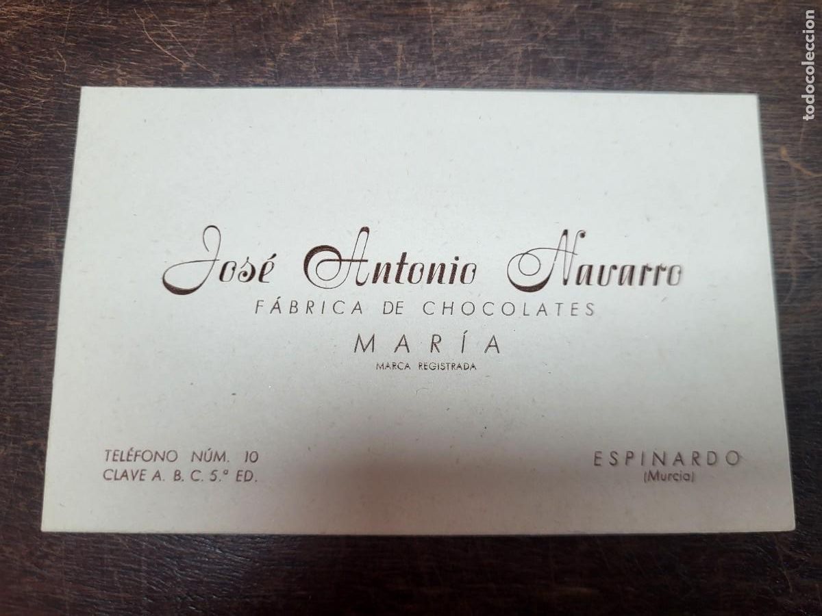 Otros art&iacute;culos de coleccionismo en papel: ANTIGUA TARJETA COMERCIAL FABRICA CHOCOLATES MARIA ESPINARDO MURCIA