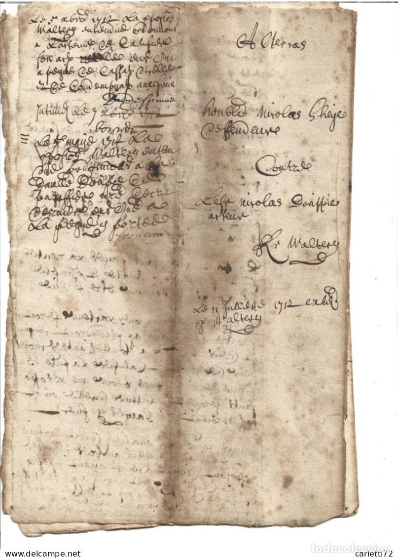 Otros art&iacute;culos de coleccionismo en papel: Manuscrito, 8 p&aacute;ginas, acta notarial de 1712 que constata la liquidaci&oacute;n y distribuci&oacute;n una sucesi&oacute;n