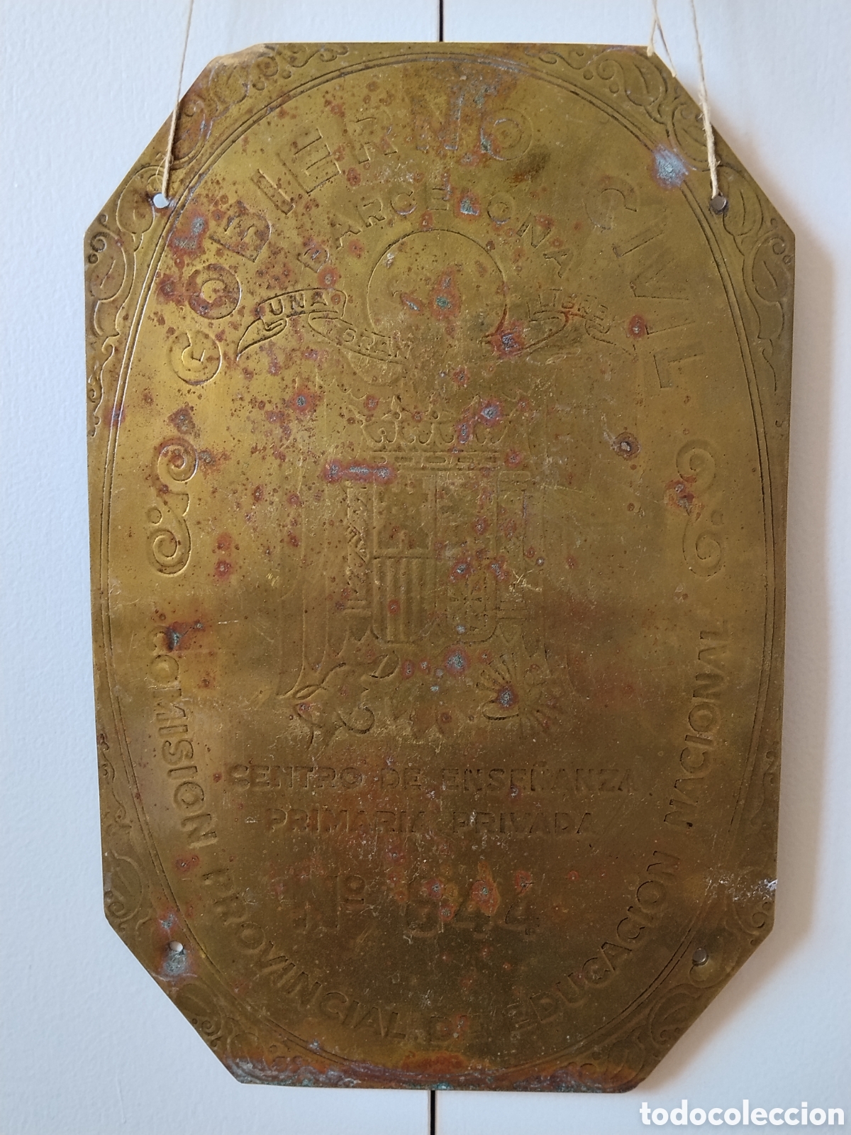 Otros art&iacute;culos de coleccionismo en papel: Placa gobierno civil de Barcelona post guerra civil centro de ense&ntilde;anza privada.educacion nacional