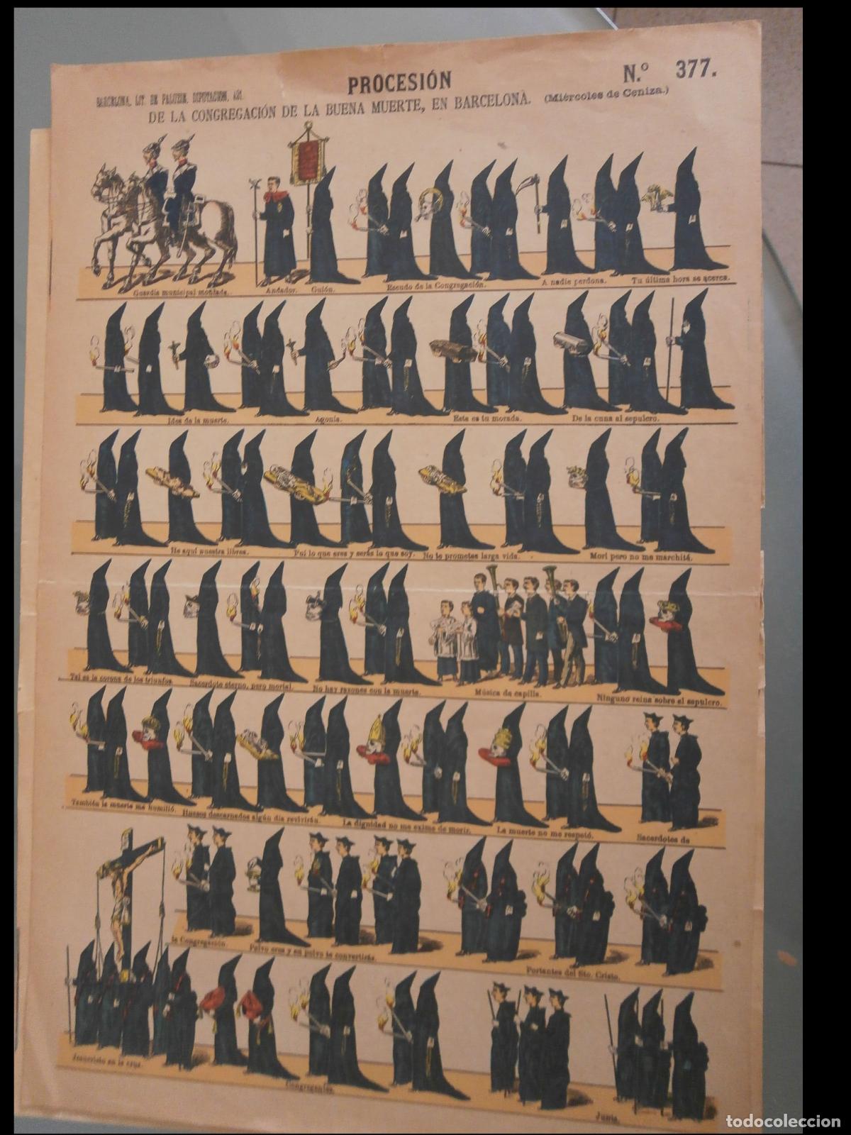 Otros art&iacute;culos de coleccionismo en papel: Auca. Procesi&oacute;n de la Congregaci&oacute;n de la Buena Muerte, en Barcelona.(Mi&eacute;rcoles de Ceniza). N&ordm; 377