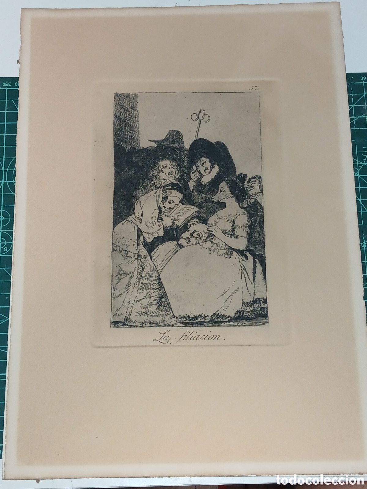 Otros art&iacute;culos de coleccionismo en papel: La filiaci&oacute;n, estampa 57 serie Los Caprichos de Francisco de Goya, impresa Calcografia Nacional 1970