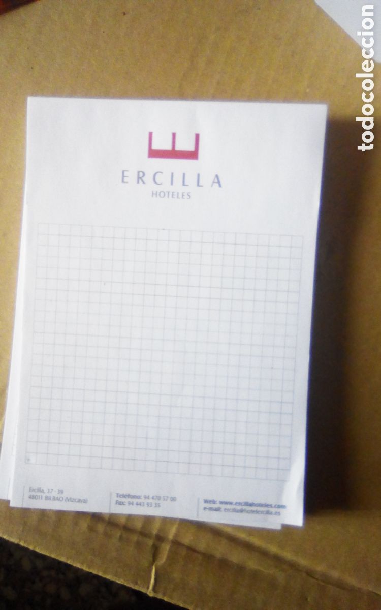 Otros art&iacute;culos de coleccionismo en papel: Block de notas Ercilla Hoteles. Bilbao.