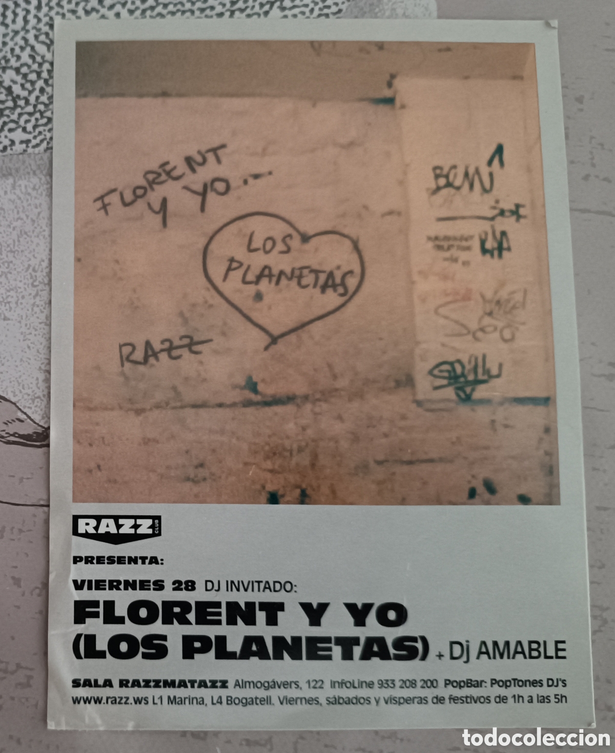 Otros art&iacute;culos de coleccionismo en papel: FLYER DEL RAZZ RAZZMATAZZ FLORENT ( LOS PLANETAS ) ***PEDIDO MINIMO 10&euro;!!***