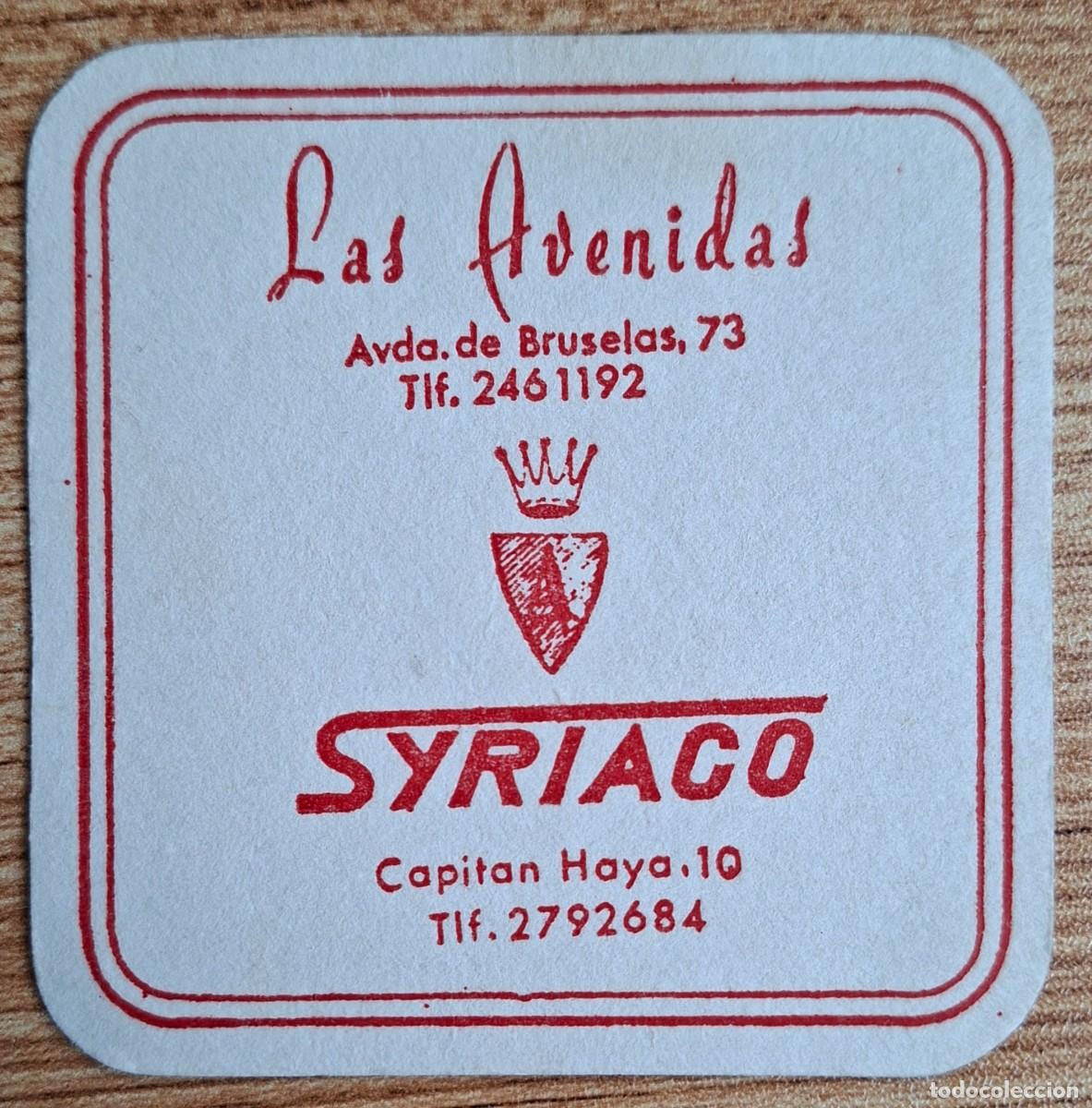 Otros art&iacute;culos de coleccionismo en papel: Posavasos Cafeter&iacute;a Syriaco / Las Avenidas - Madrid