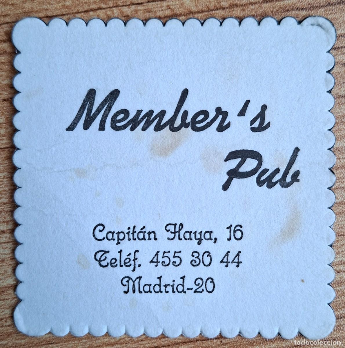 Otros art&iacute;culos de coleccionismo en papel: Posavasos Member's pub - Madrid