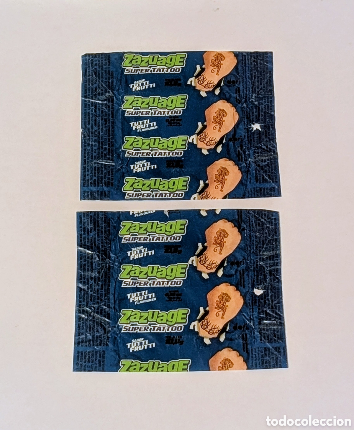 Otros art&iacute;culos de coleccionismo en papel: Envoltorios cromos chicles Tatuajes Zazuage. Tattoos