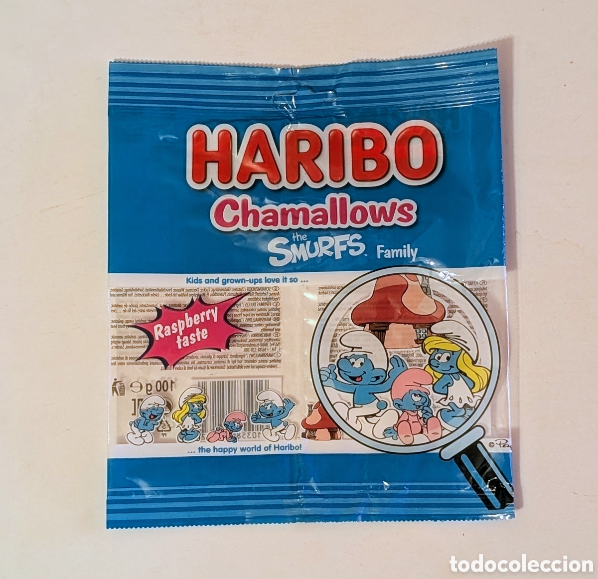 Otros art&iacute;culos de coleccionismo en papel: Envoltorio Haribo. The Smurfs Family. Los Pitufos. Peyo. Muy Raro!!