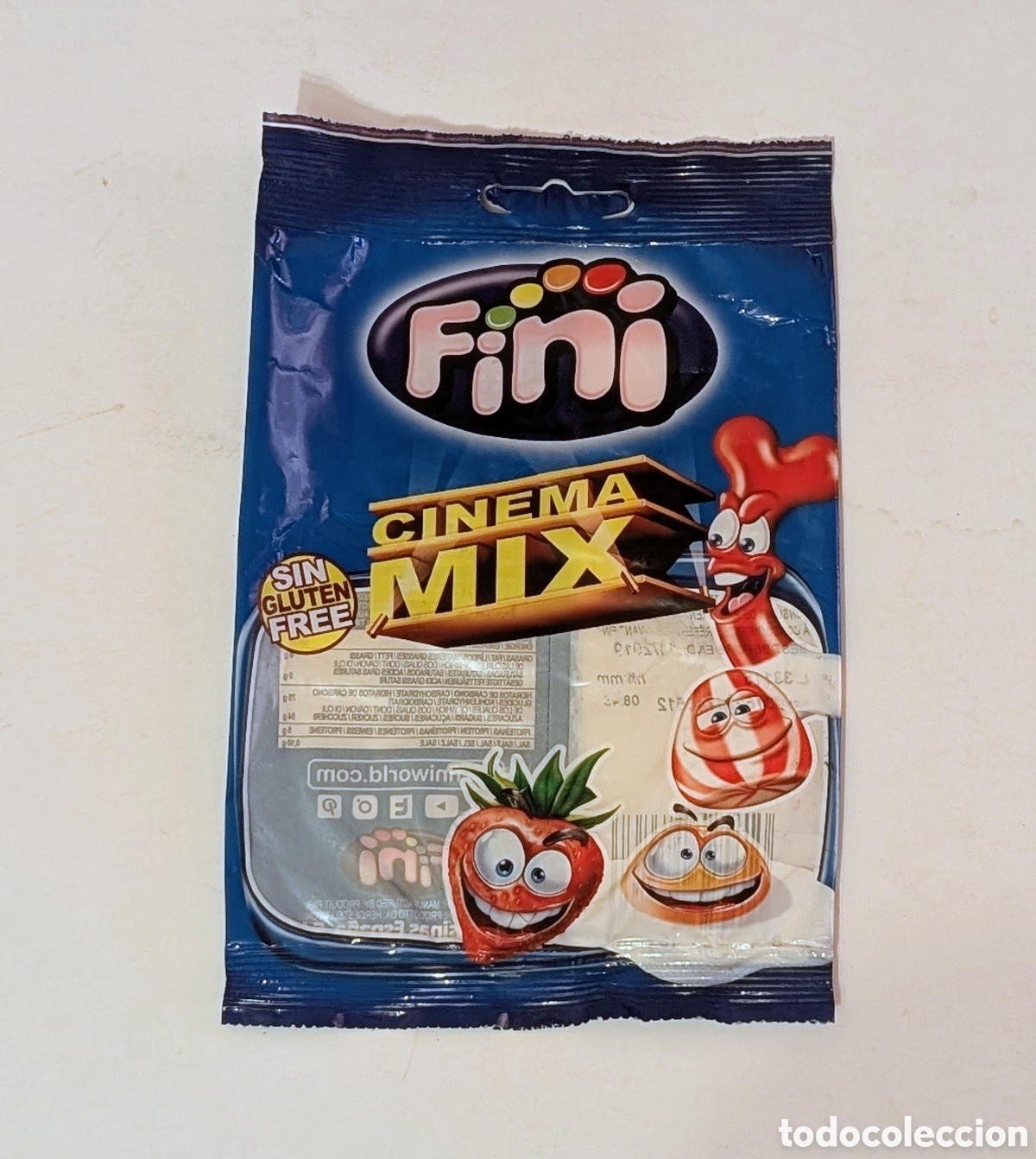 Otros art&iacute;culos de coleccionismo en papel: Envase vac&iacute;o envoltorio golosinas Fini. Cinema Mix. Muy Raro!!