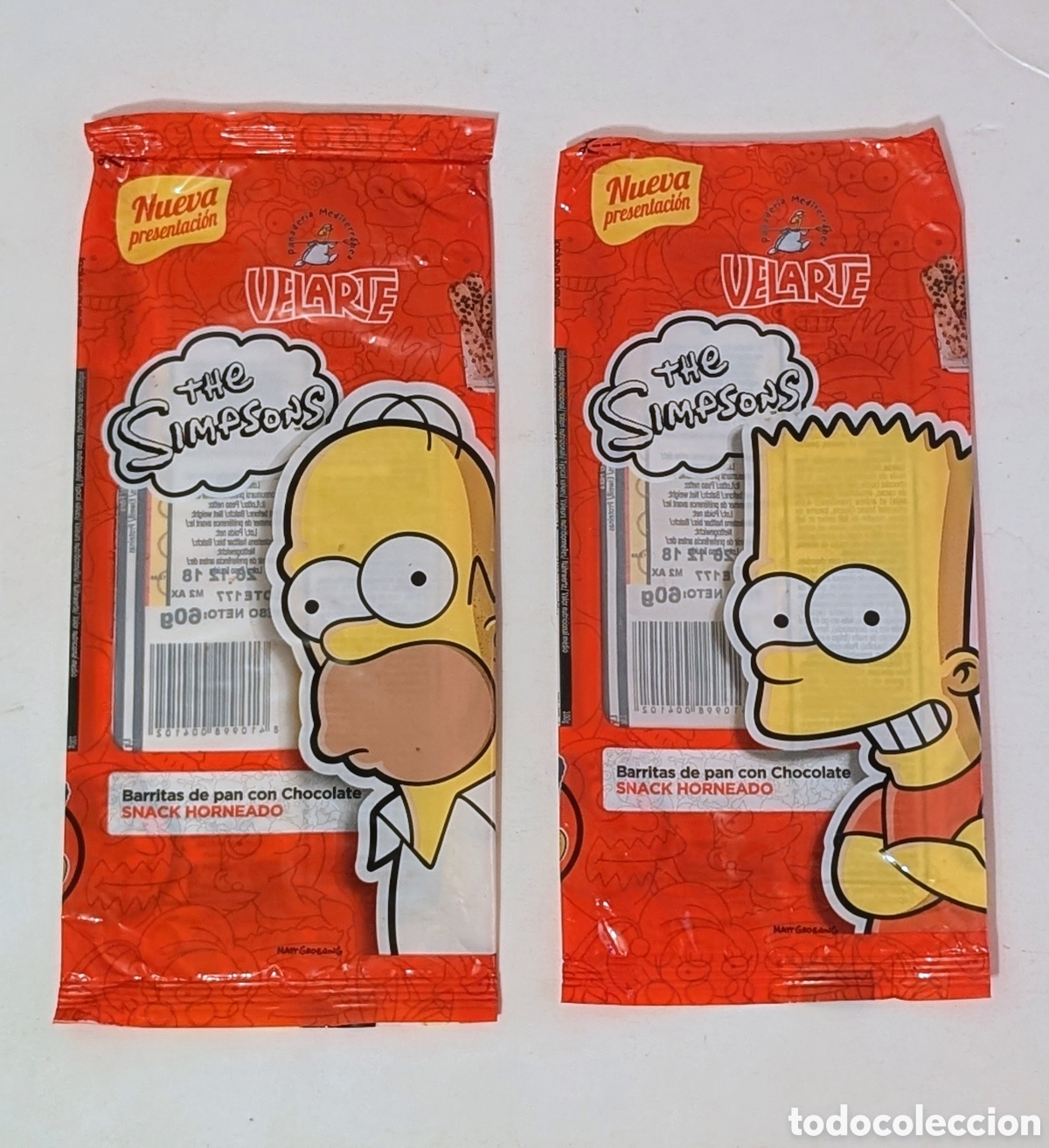 Otros art&iacute;culos de coleccionismo en papel: Envases vac&iacute;os envoltorios The Simpsons. Velarte. Fox. Homer, Bart. Muy Raros!!